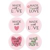 Lolocor 300pcs 1.75" Made with Love Round Gift Labels - Heart, Floral & Green Leaf Design, Eco-Friendly Glossy Stickers for Homemade Handmade DIY Gifts, Treats, Crafts, Beauty, Gift Decoration
