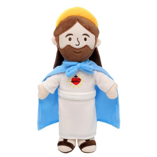 Yelakey Jesus Plush Jesus Stuffed Doll with Cloak Heart of Jesus Plushie Savior Doll Religious Party Favors for Kids Christening Easter (Blue)