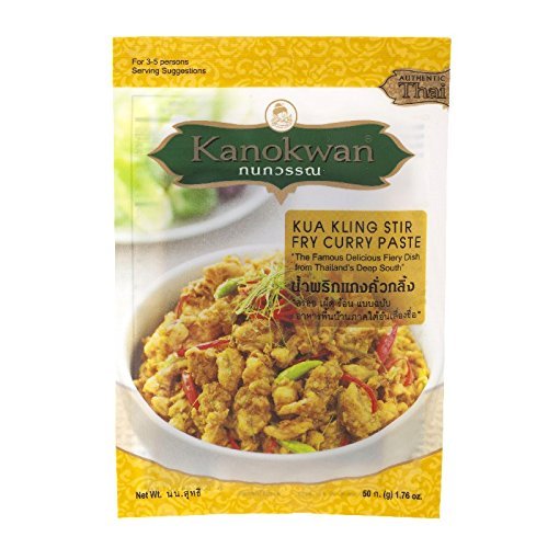 Kanokwan, Kua Kling Stir Fry Curry Paste, net weight 50 g (Pack of 3 pieces) 8y KK
