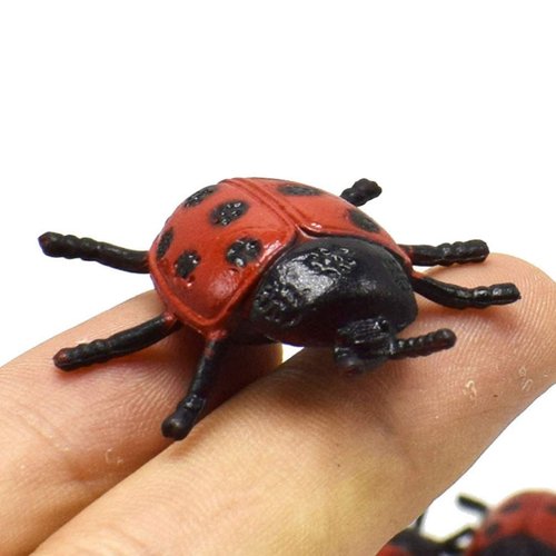 TOYANDONA 25 Pieces Mini Ladybug Figurine Realistic Fake Ladybug Toy Garden Decoration Halloween Prank Props Party Favors for Kids