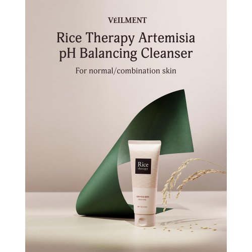 VEILMENT Rice Therapy Artemisia Cleanser (5.1+5.1fl oz, Pack of 2) - Gentle Moisturizing Face Wash for Sensitive Skin. Daily Hydrating Facial Foam for Clear, Radiant, Rice Cleanser Korean Skin Care.