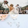 UNSUTUO Bride White Flower Wedding Hair Pins Clips Rhinestone Silver Bridal Hair Piece Accessories for Women, Set of 3 (Silver)