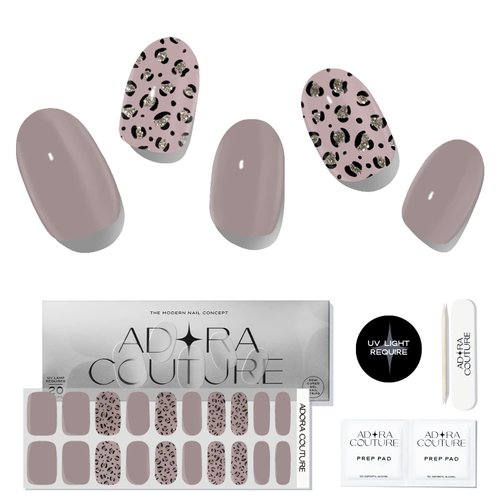 ADORA COUTURE Semi Cured Gel Nail Strips Fall | 20pcs Uv Gel Nail Stickers with Uv Light | Brown UV Nail Stickers | Fall Nail Art Gel Stickers for Nails Uv Light (Safari)