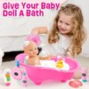 G.C Baby Doll Bath Set Toys with Bathtub & Unicorn Float & Bathrobe Feeding Caring Doll Accessories Toys Playset Toddlers Pretend Play Gifts for Girls Kids 3 4 5 6+ Years Old