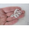 Small silver flower leaf hair barrette alligator clip bridal clip bridal