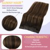 Sunny Wire Human Hair Extensions Brown Ombre Fishing Line Hair Extensions Balayage Dark Brown to Chestnut Brown Mix Brown Wire Hair Extensions Human Hair Clip in Hair Extensions Dark Brown 80G 18Inch