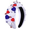 mokkia 4th of July Headband for Women American Flag Star Knotted Headbands Red White and Blue Rhinestone Crystal Top Knot Headbands Patriotic 4th of July Accessories Party Favors (Heart A)