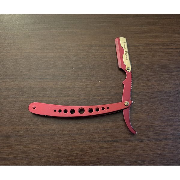 Red and Gold Easy to Use Men’s Barber Shaving Straight Edge Salon Level Grooming Razor Free Blade