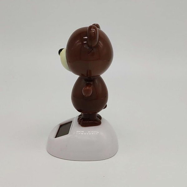 1Pc Brown Solar Dancing Bear Toy Solar Powered Dancing Figurine Car Dashboard Decor, Bobbling Head Bear Toys Shaking Head Dolls Solar Power Kits Learning and Education