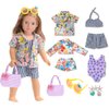 sweet dolly Fashion 18 Inch Doll Clothes Accessories Summer Beach Play Set, Fashion Shirt, Bikini Swimsuit and Handbag Set Fits 18 Inch Dolls (Doll Not Included)