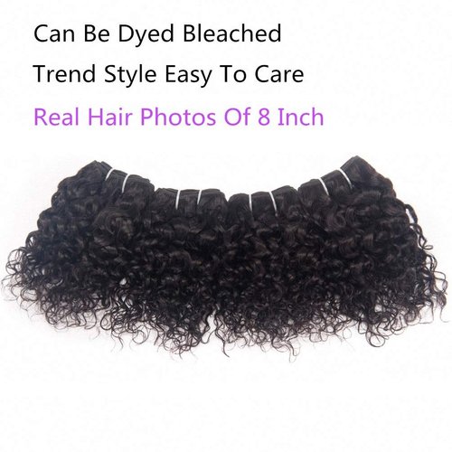 Brazilian Kinky Curly Human Hair Weave 4 Bundles 50g Jerry Curl 10A Grade 12 Inch 100% Unprocessed Raw Virgin Remy Hair Extensions Short Curly Human Hair Bundle Sew In Natural Black Color for Women