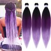 Ai Yuchen Purple Ombre Braiding Hair Pre Stretched Colored Hair Extensions for Braiding Micro Box Braids Prestretched Pre Stretched Braiding Hair Ombre 26 inch 3 Packs