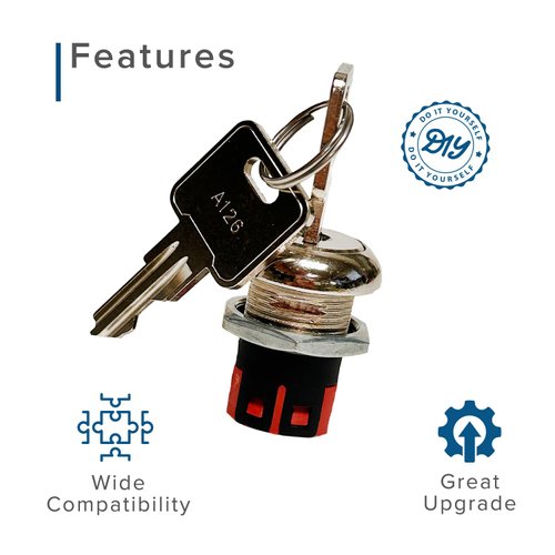 AlveyTech 3-Prong Key Switch with Pre-Cut Keys - Replacement for Amigo, Go-Go, Mega-Motion, PaceSaver, Pride, Rascal, Mobility Scooter, Power Chair, Folding Medical E-Scooter, Electric Wheel Chairs