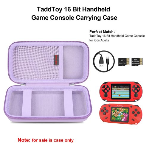 Elonbo Carrying Case Compatible with TaddToy 16 Bit Handheld Game Console for Kids Adults, Classic Retro Video Games Travel Storage Cover Bag, Portable Electronic Game Player Organizer Holder, Purple