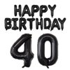 Happy Birthday Balloon Banner 40 inch 40 Balloon Number 16 Inch Happy Birthday Letters Balloons Black Foil Mylar Balloons for Women and Man 40th Birthday Decorations Party Supplies