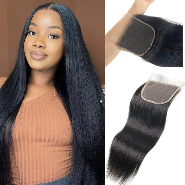 5x5 HD Lace Closure, Ultra-thin Invisible HD Lace Closure Tiny Single Knot Pre-Plucked with Baby Hair 12A Grade Brazilian Virgin Straight Hair Undetectable Melted Lace Closure Human Hair 16 Inch
