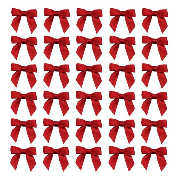 7Rainbows 50pcs Boutique 1.5" Red Satin Ribbon Mini Bows for Craft Sewing Scrapbooking Wedding and Gift Wrapping