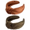 VELSCRUN 2 Pack Satin Wide Knotted Headbands for Women Brown Women Fashion Headband Non Slip Head Bands Silk Headband Elastic Turban Hair Band Hair Styling Accessories Womens Sisters Girls Gifts