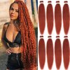 Leeven 30 Inch Ginger Braiding Hair Pre stretched Long Braiding Hair Ombre 8 Packs Professional Synthetic Hair Extension Yaki Texture Braiding Hair For Women(350#)