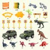 TEMI 239PCS Dinosaur Track Toy for Kids Toddlers 2 3 4 5 6 Years, with 2 Pack Race Cars and 7 Pieces Jurassic Dinos, Create A Dinosaur World with Flexible Tracks, Birthday Gifts for Boys Girls