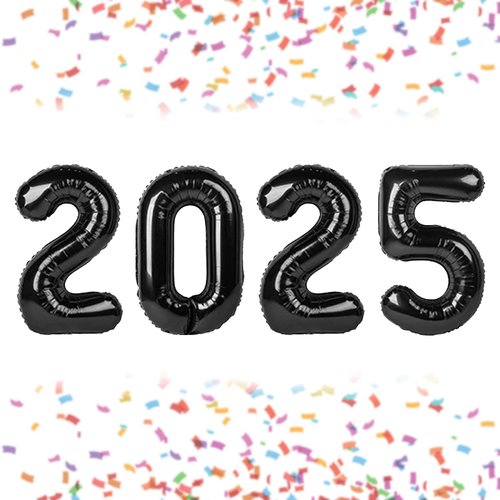 Black 2025 Balloons - 40 Inch, 2025 New Year Balloons for New Years Decorations,2025 Balloons Black for New Years Eve Party Decorations Supplies