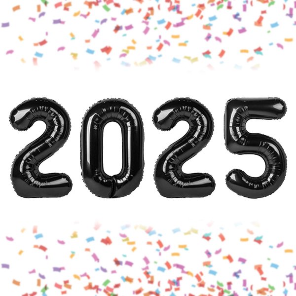 Black 2025 Balloons - 40 Inch, 2025 New Year Balloons for New Years Decorations,2025 Balloons Black for New Years Eve Party Decorations Supplies