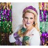 Mardi Gras Headbands for Women Crown Mask Headband Gree Purple Gold Rhinestone Crystal Knotted Headband Mardi Gras Accessories Fat Tuesday Outfits Parade Pary Favors (Fleur De Lis 1 - Purple)