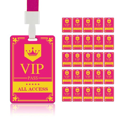 Backstage Pass & VIP Lanyards (25 pcs) - Premium Reusable Security Cards for Concerts, Gaming Events, Backstage Access, Birthday Parties, School & Corporate by OSTENBIG（Rose Gold）