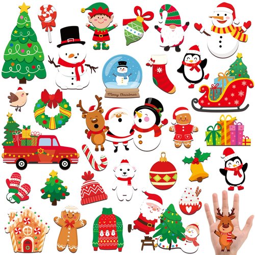 31PCS Christmas Fridge Magnets Christmas Refrigerator Magnets Christmas Car Magnets Magnetic Xmas Decorative Door Stickers for Christmas Xmas Holiday Garage School Classroom Kitchen Home Decor