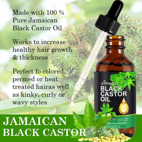 Castor Oil in Glass Bottle with Glass Bottle,Organic Castor Oil for Eyelashes, Eyebrows, Hair. Skin Moisturizer