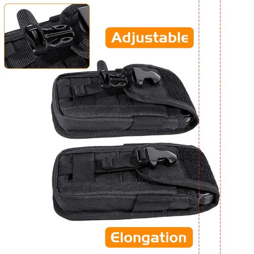 IronSeals Tactical Cell Phone Holster Pouch, Smartphone Pouch Case Molle Attachment Gadget Bag Belt Holder Waist Bag for 4.7"-6.7" with Armor Case on with US Flag Patch and Stylus