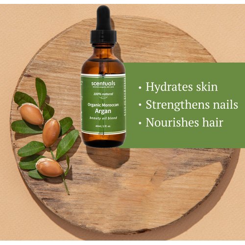 Scentuals Argan Beauty Oil Blend, All-in-One Skin, Hair & Nail Care, Pure Argan Oil Blend, Apricot Oil, Safflower Oil, Vitamin E Oil, Deep Hydration, Anti-Aging, Natural Skin Care,2 fl.oz | 60 ml