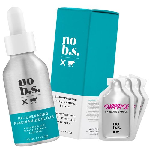 NO B.S. Rejuvenating Niacinamide Serum With Hyaluronic Acid and Chamomile Extract - Dark Spot Remover, Anti-Aging, Acne, Hyperpigmentation Treatment Serum (1 oz), Includes Two Caffeine Eye Cream Deluxe Minis