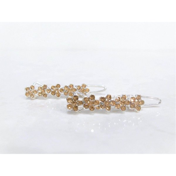 Generic Two small tiny gold crystal flower hair pin clip barrettes fine hair