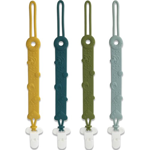 Pacifier Clip MOBU 4 Pack Silicone Pacifier Clips Holder for Baby Boy Girl Newborn Essentials One Piece Design Universal Pacifier Holder Birthday,Shower Gift (4 Colors_Ⅰ)