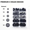 AKIRO 100 Pcs Premium Mixed Resin Sewing Buttons, 5 Sizes of Black Buttons Suitable for Sewing, Eco-Friendly 4-Hole Craft Buttons, DIY and Holiday Decoration (Black)