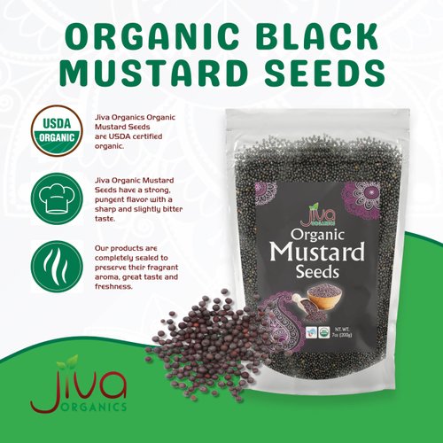 Jiva Organics Organic Black Mustard Seeds 7ounce Bag - 100% Natural & Non-GMO
