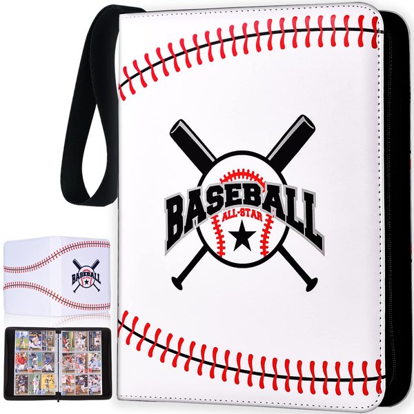 DYFAIS Baseball Card Binder with Sleeves 900 Pockets, Baseball Gifts for Baseball Cards Collector, Baseball Card Storage Baseball Cards Ring Holder Organizer Album Baseball Gifts