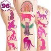 Generic 96 PCS Pink Cheetah Print Temporary Tattoos Theme Birthday Party Favors Supplies Decorations Decor for Girls Boys Classroom School Prizes Rewards