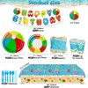 Beach Party Decorations - Pool Party Supplies Includes Plates, Cups, Napkins, Tableware, Tablecloth, Banner for Hawaiian Pool Birthday Party Favors - Serve 20