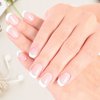 Semi Cured Gel Nail Strips French Nail Tips UV Gel Nail Stickers - Long Lasting Silver Glitter Gel Nail Stickers 20 Pieces Nail Polish Strips Works with UV Nail Lamp Easy Application & Removal