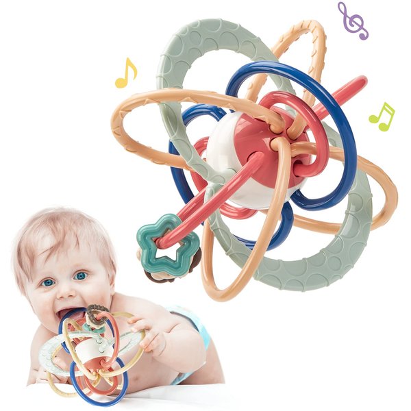 hahaland Baby Teething Toys for Babies 0-6 Months Baby Toys 0-6 Months Baby Toys 6 to 12 Months 4 Textures Infant Toys Baby Toys 0-3-6-12 Months Baby Teether Boy Gifts Toys