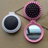 White Folding Hair Brush with Mirror, Round Portable Folding Pocket Hair Brush Mini Hair Massage Comb Travel Size for Men Women and Girls Hair Brushes