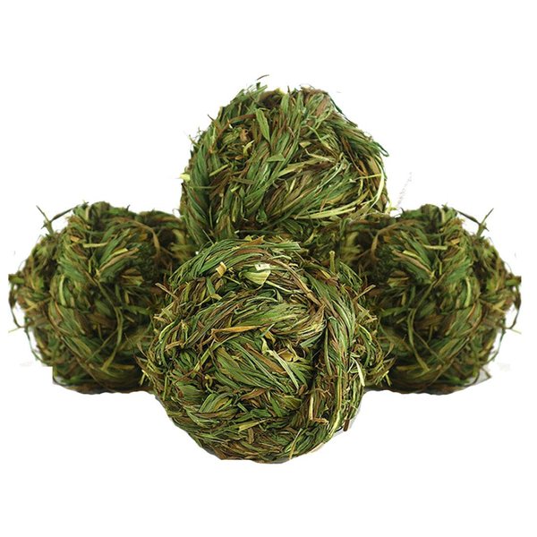 Bunny Grass Toy Natural Timothy Grass Small Animal Activity Play Chew Ball for Rabbits Hamster Guinea Pigs Gerbils(4 Pack)