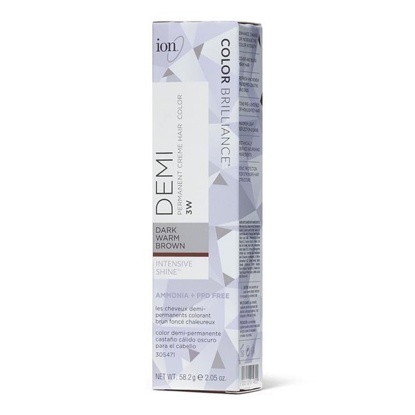 Ion Intensive Shine 3W Dark Warm Brown Demi Permanent Creme Hair Color 3W Dark Warm Brown