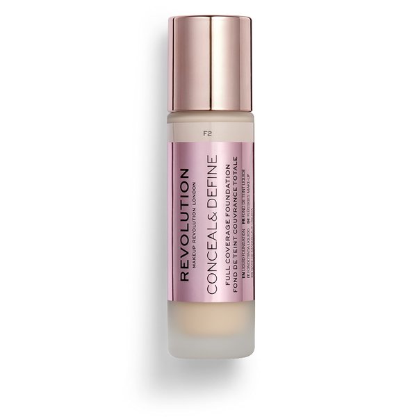 Makeup Revolution Conceal and Define Foundation, Full Coverage & Matte Finish, F9 for Medium Skin Tones, Vegan & Cruelty-Free, 0.7 Fl Oz