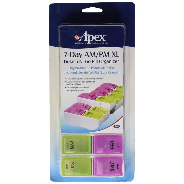 Carex Health Brands 7-Day AM-PM XL Detach N' Go Pill Organizer