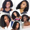 ISEE Hair Lace Front Wigs Human Hair Short Bob Wigs For Black Women Brazilian Kinky Curly Wavy 4x4 Lace Closure Wigs Pre Plucked with Baby Hair 150% Density (14inch)