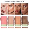 Yeweian Cream Contour Stick, Face Shimmer Bronzer Stick, Blendable Natural Glow Highlighter Makeup Stick, Multi-Use Tinted Solid Moisturizer Stick, 01 Warm Glow