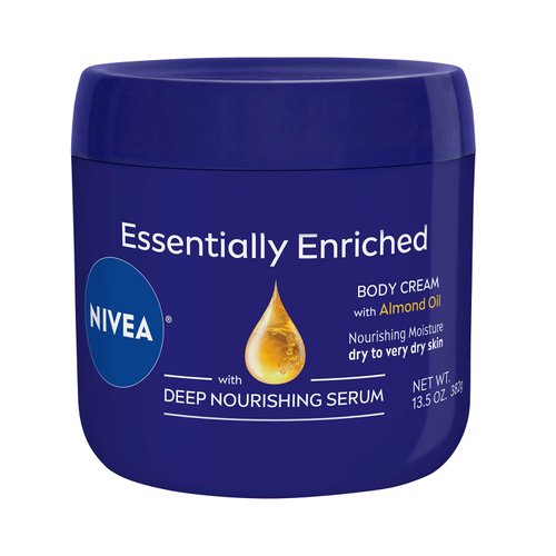 NIVEA Essentially Enriched Body Cream, Moisturizing Cream for Dry and Very Dry Skin, Enriched with Deep Nourishing Serum and Almond Oil 13.5 Oz Jar